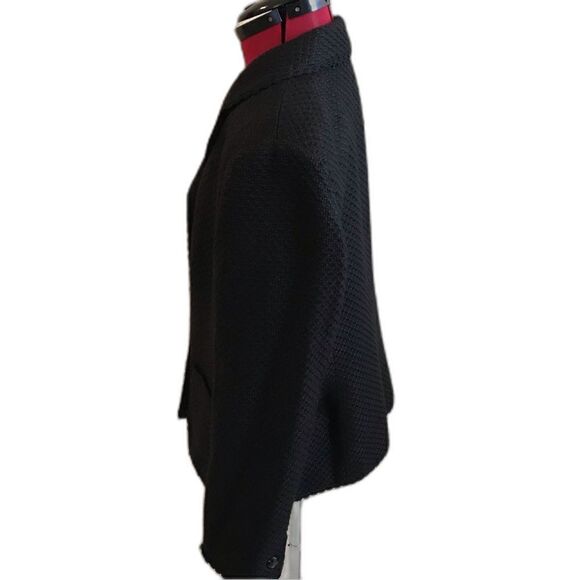 JM Collection Blazer Women's Size 12 Black Lace Trim Long Sleeve Button Pockets - Picture 3 of 11